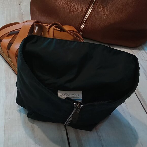 Columbia Womens Black Zip Up Hooded Light Rain Coat Hideaway Light Wind Jacket - Picture 6 of 13